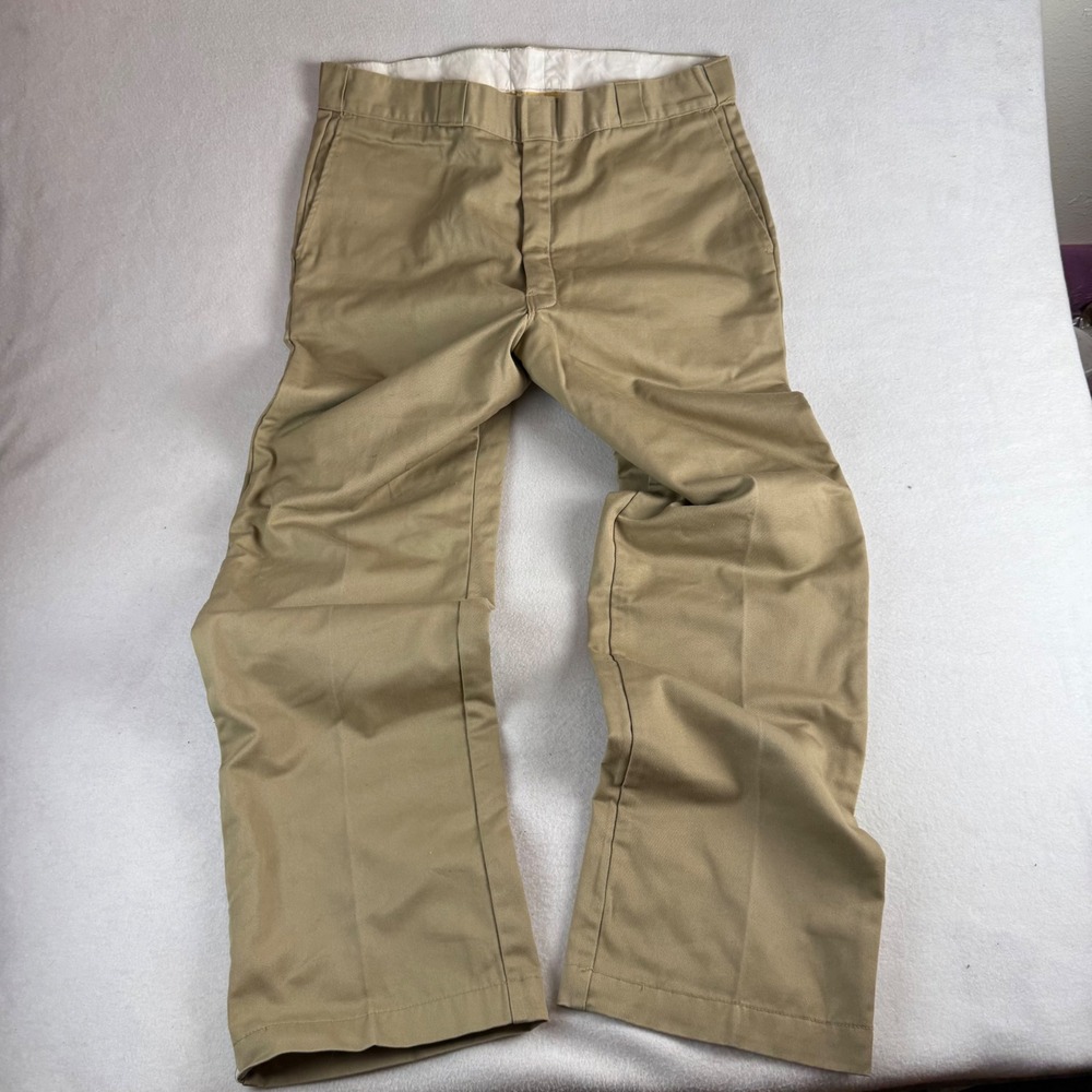LL Bean Mens‎ 38x33 Flannel Lined Chino Pants Khaki Tan Vintage Made in USA